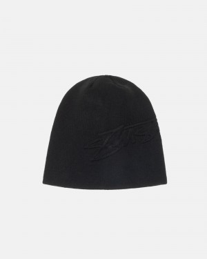 Stüssy Skullcap Embossed Smooth Stock Muts Unisex Zwart | PD71-S5-CS