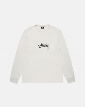 Stüssy Small Stock LS Tee Pigment Dyed Long Sleeve T-Shirt Unisex Natural | OO65-K9-QG