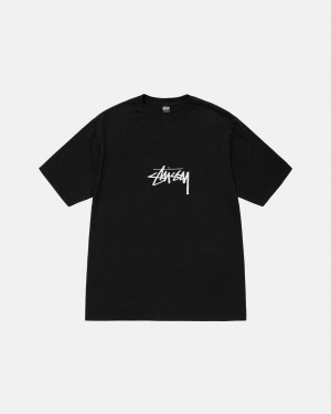 Stüssy Small Stock Tee Pigment Dyed Short Sleeve T-Shirt Unisex Zwart | WE47-K3-VP