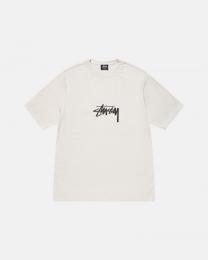 Stüssy Small Stock Tee Pigment Dyed Short Sleeve T-Shirt Unisex Natural | DM90-C5-NH