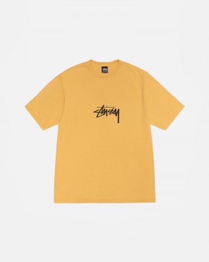 Stüssy Small Stock Tee Pigment Dyed Short Sleeve T-Shirt Unisex Honey | CW72-J0-DL