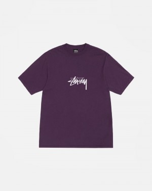 Stüssy Small Stock Tee Pigment Dyed Short Sleeve T-Shirt Unisex Paars | YF56-W8-OI