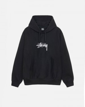 Stüssy Stock Logo Applique Hoodie Long Sleeve Sweatshirt Unisex Zwart | EN22-O4-XC