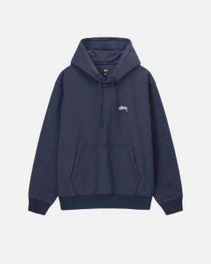 Stüssy Stock Logo Hoodie Long Sleeve Sweatshirt Unisex Donkerblauw | JG61-L8-ML