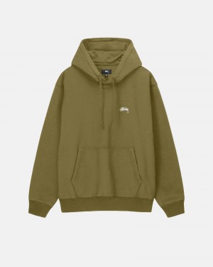 Stüssy Stock Logo Hoodie Long Sleeve Sweatshirt Unisex Olijfgroen | OC81-A1-GB