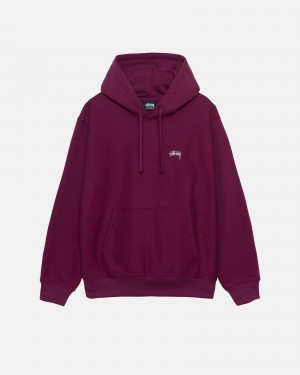 Stüssy Stock Logo Hoodie Long Sleeve Sweatshirt Unisex Bordeaux | WQ40-X0-KR