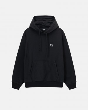 Stüssy Stock Logo Hoodie Long Sleeve Sweatshirt Unisex Zwart | XN92-P8-HQ