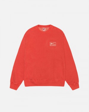 Stüssy & Nike Pigment Dyed Fleece Crew Long Sleeve Sweatshirt Unisex Rood | VL56-V1-XZ