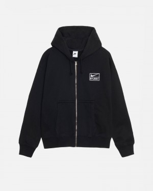 Stüssy & Nike Stone Washed Fleece Zip Hoodie Long Sleeve Sweatshirt Unisex Zwart | JC64-K7-IP