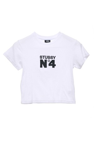 Stüssy Stussy No4 Rib Tee Tees Dames Wit | GR48-L4-KY