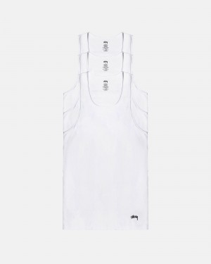 Stüssy Stussy Tank Undershirt Short Sleeve Knit Unisex Wit | IE13-E2-WB