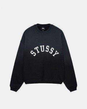 Stüssy Sun Faded Oversized Crew Long Sleeve Sweatshirt Unisex Zwart | GM03-O4-TC