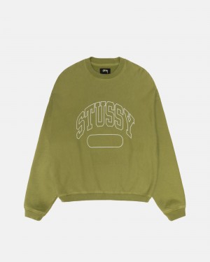 Stüssy Varsity Oversized Crew Long Sleeve Sweatshirt Unisex Groen | RV12-J9-XD