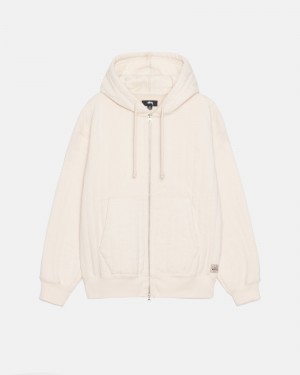 Stüssy Vertical Gewatteerd Zip Hood Long Sleeve Sweatshirt Unisex Ivory | MK37-X3-VU