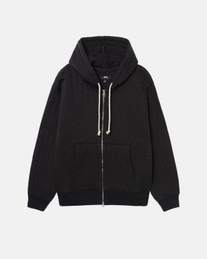 Stüssy Vertical Gewatteerd Zip Hoodie Long Sleeve Sweatshirt Unisex Zwart | LS12-N9-XF