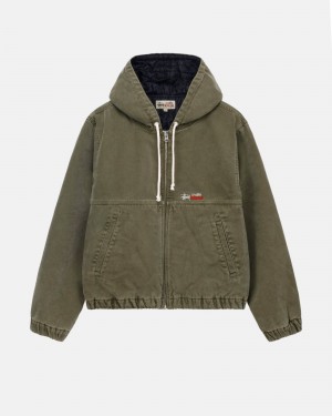 Stüssy Werk Jacket Insulated Canvas Long Sleeve Outerwear Unisex Olijfgroen | ZC62-S9-YT