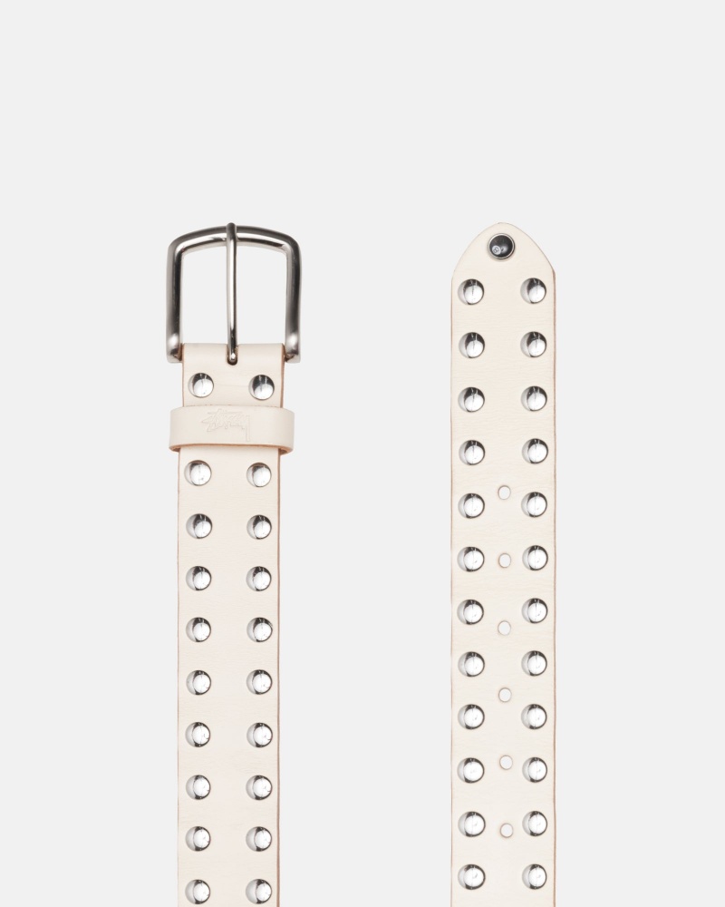 Stüssy 8 Ball Studded Belt Riem Unisex Bone | UW56-X9-ZK