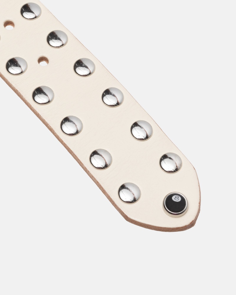 Stüssy 8 Ball Studded Belt Riem Unisex Bone | UW56-X9-ZK