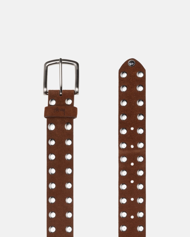 Stüssy 8 Ball Studded Belt Riem Unisex Bruin | JN19-S9-BF