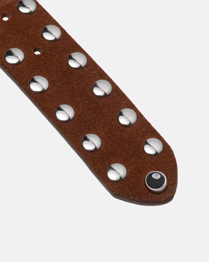 Stüssy 8 Ball Studded Belt Riem Unisex Bruin | JN19-S9-BF