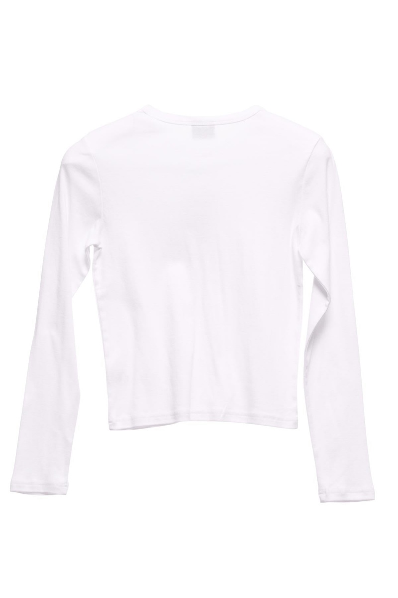 Stüssy 8ball Ls Rib Tee T-Shirts L/S Dames Wit | OI64-O4-OP