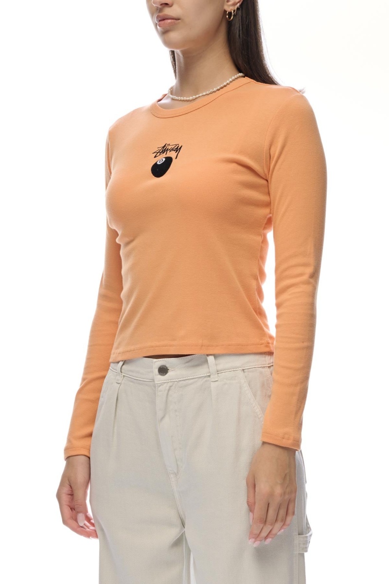 Stüssy 8ball Ls Rib Tee T-Shirts L/S Dames Abrikoos | NL55-F2-JR