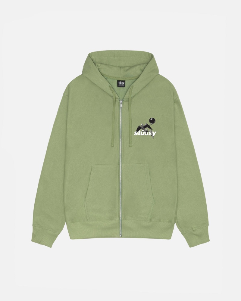 Stüssy Apocalypse Zip Hoodie Long Sleeve Sweatshirt Unisex Moss | XS61-O1-IJ