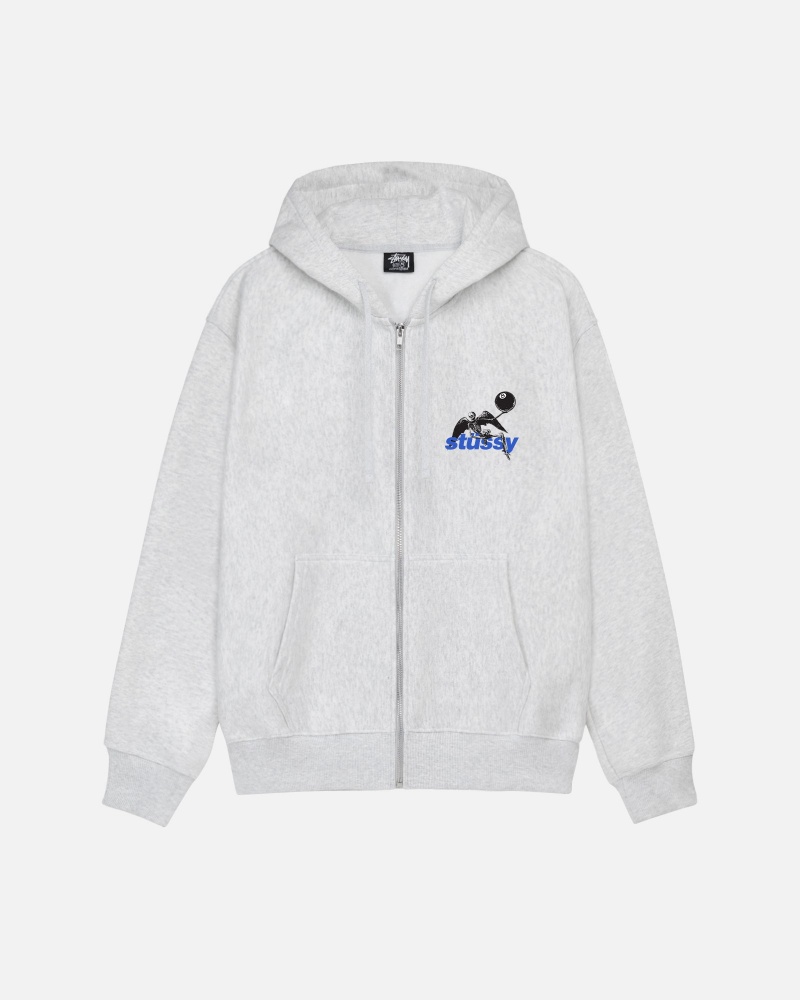 Stüssy Apocalypse Zip Hoodie Long Sleeve Sweatshirt Unisex Ash Heather | VP57-H4-OL