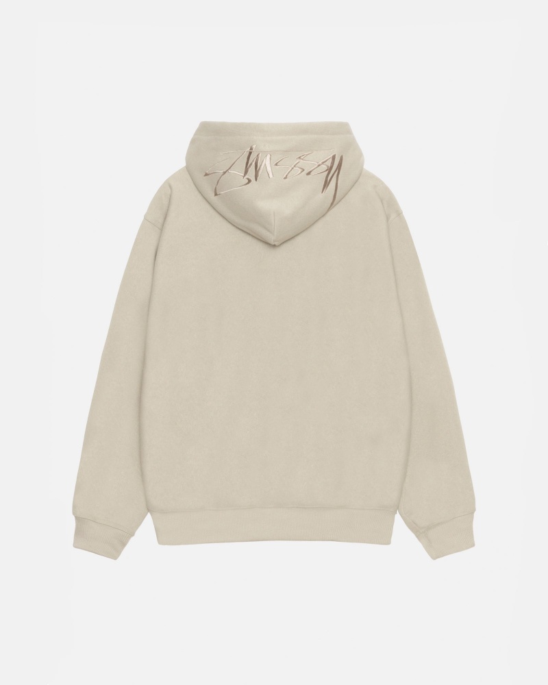 Stüssy Back Hood Applique Hood Long Sleeve Sweatshirt Unisex Khaki | VZ13-P5-GO