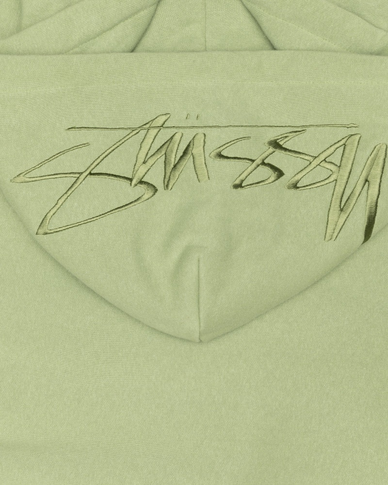 Stüssy Back Hood Applique Hood Long Sleeve Sweatshirt Unisex Moss | VV76-C4-IG