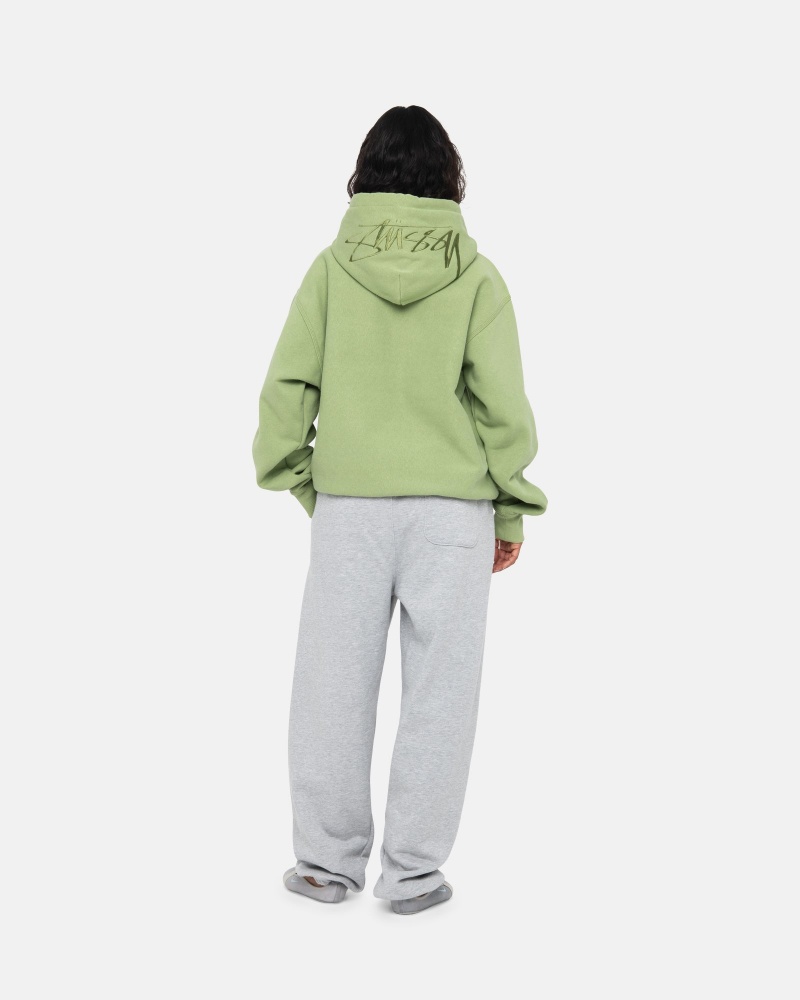 Stüssy Back Hood Applique Hood Long Sleeve Sweatshirt Unisex Moss | VV76-C4-IG