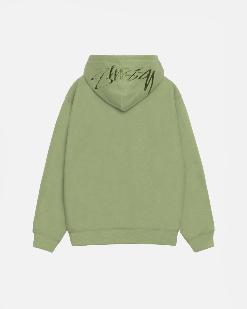 Stüssy Back Hood Applique Hood Long Sleeve Sweatshirt Unisex Moss | VV76-C4-IG