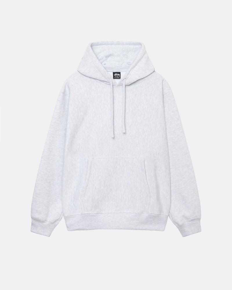 Stüssy Back Hood Applique Hoodie Long Sleeve Sweatshirt Unisex Ash Heather | GI07-Q4-SL