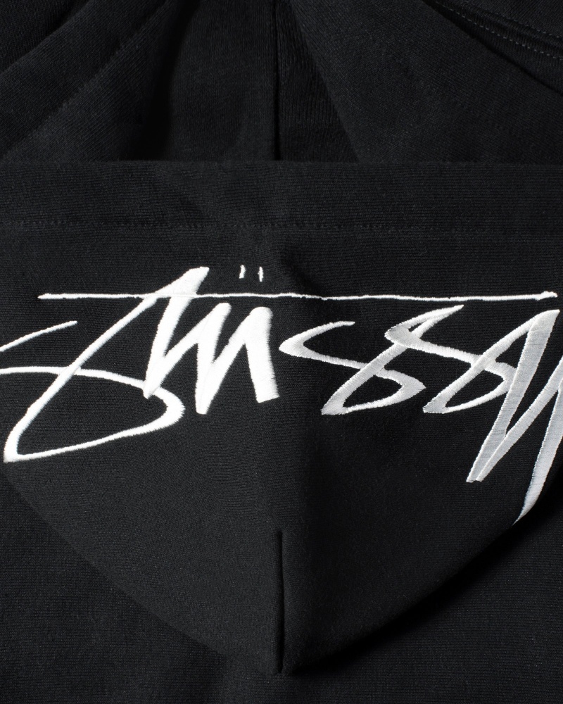 Stüssy Back Hoodie Applique Hoodie Long Sleeve Sweatshirt Unisex Zwart | JR92-Y0-LO