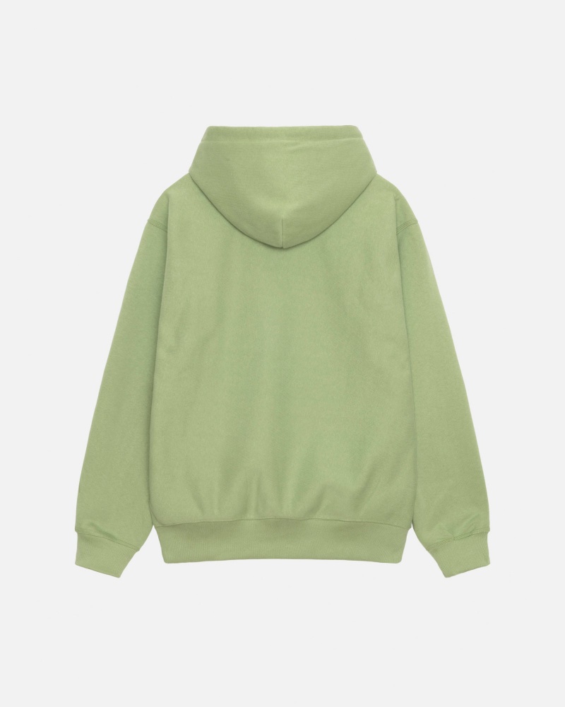 Stüssy Basic Applique Hood Long Sleeve Sweatshirt Unisex Moss | GB74-W2-CY