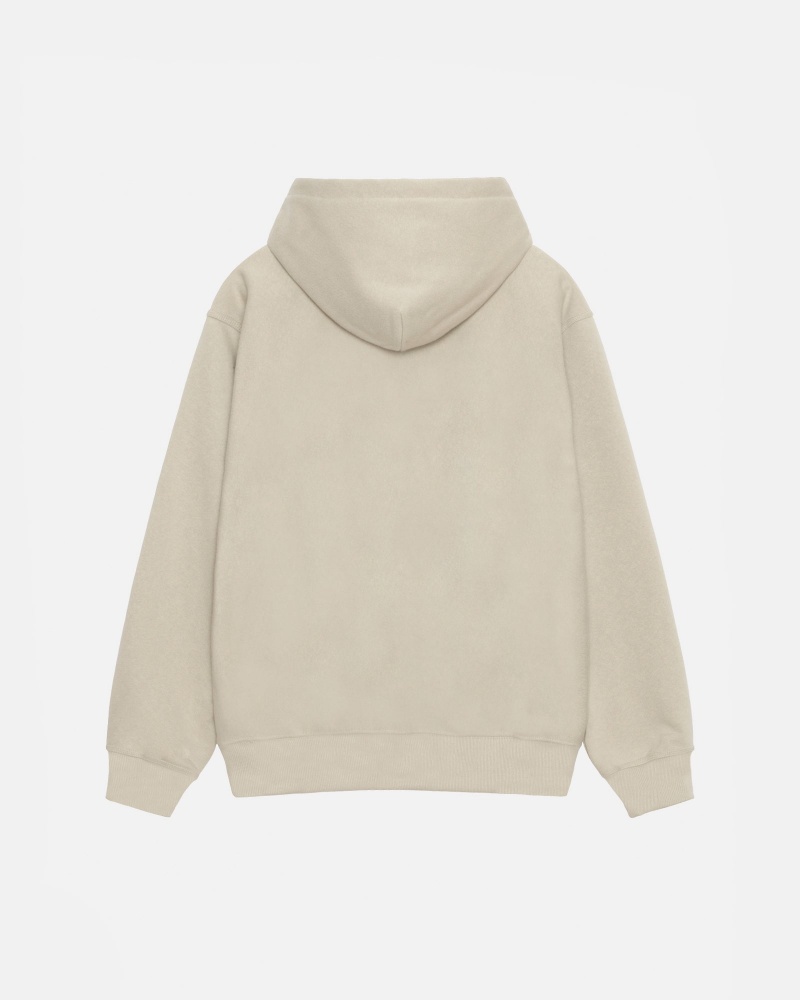 Stüssy Basic Applique Hood Long Sleeve Sweatshirt Unisex Khaki | HL27-E7-RN