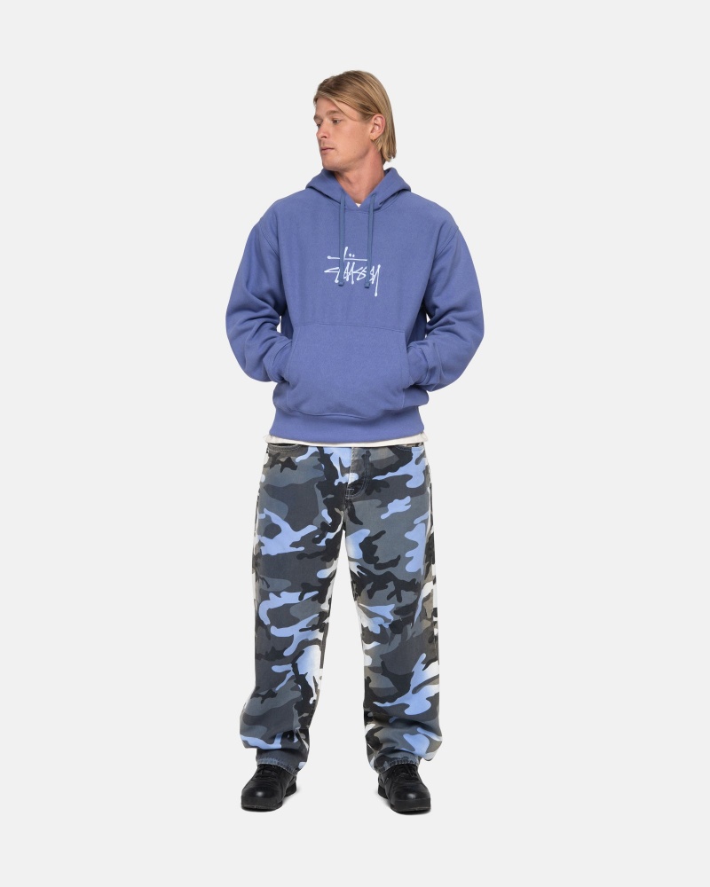 Stüssy Basic Applique Hoodie Long Sleeve Sweatshirt Unisex Storm | CI32-E3-ML