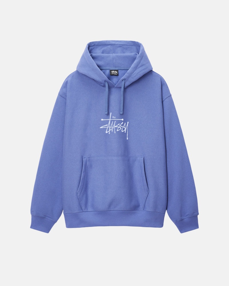 Stüssy Basic Applique Hoodie Long Sleeve Sweatshirt Unisex Storm | CI32-E3-ML