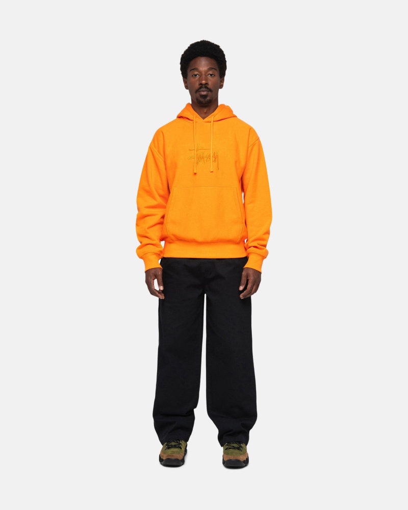 Stüssy Basic Applique Hoodie Long Sleeve Sweatshirt Unisex Tangerine | RW23-Y0-ZN