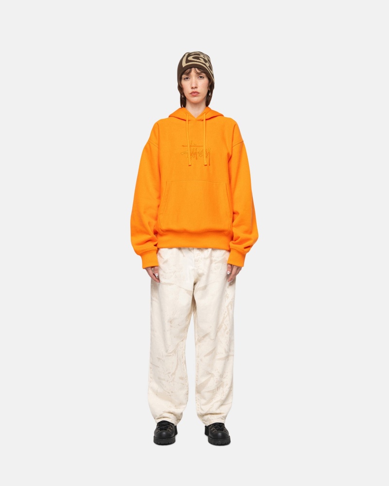 Stüssy Basic Applique Hoodie Long Sleeve Sweatshirt Unisex Tangerine | RW23-Y0-ZN