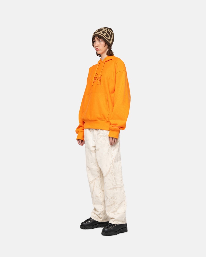 Stüssy Basic Applique Hoodie Long Sleeve Sweatshirt Unisex Tangerine | RW23-Y0-ZN