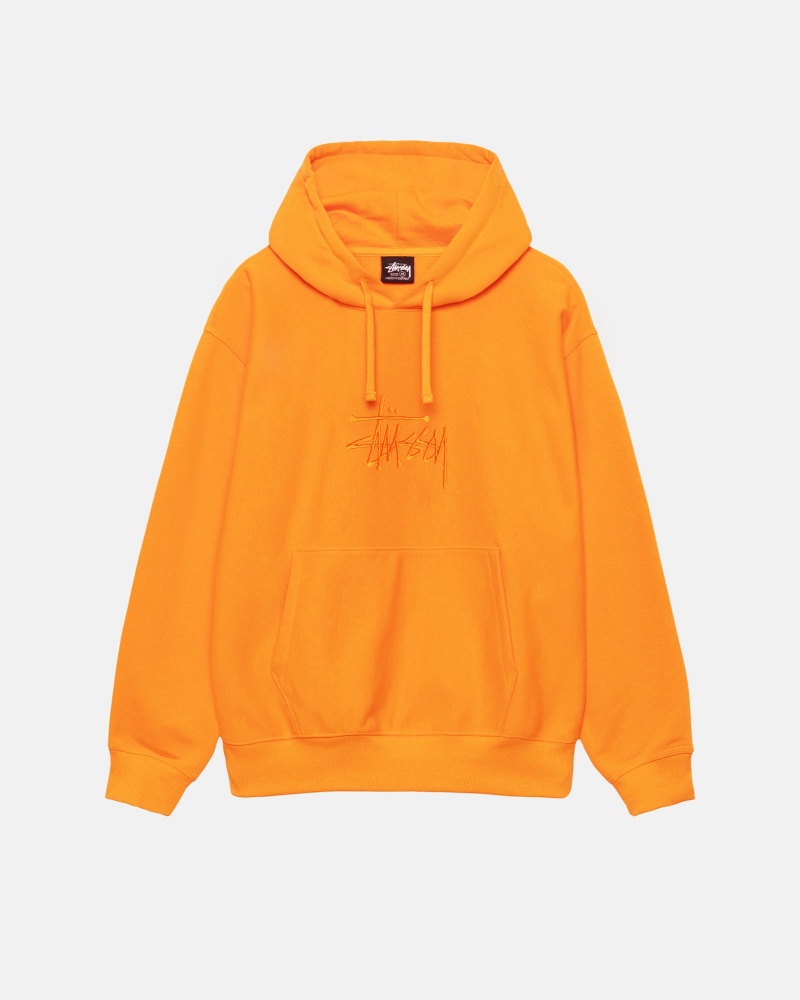 Stüssy Basic Applique Hoodie Long Sleeve Sweatshirt Unisex Tangerine | RW23-Y0-ZN