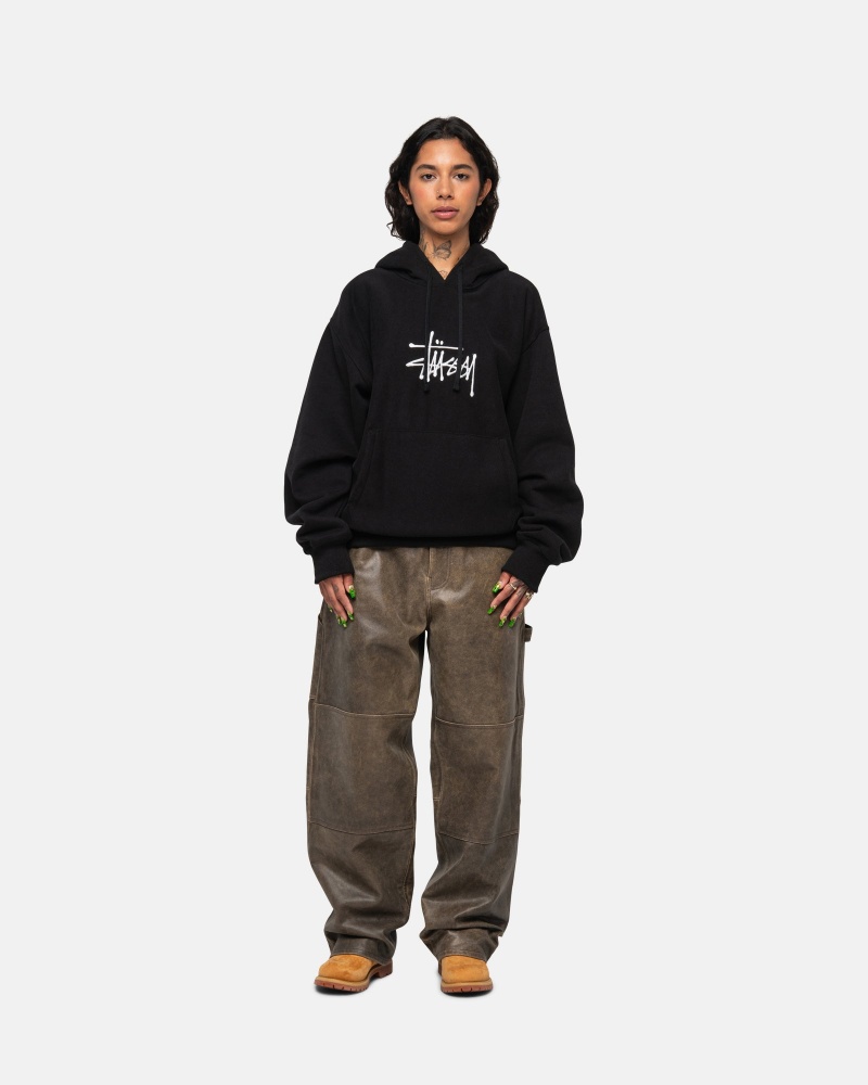 Stüssy Basic Applique Hoodie Long Sleeve Sweatshirt Unisex Zwart | DO79-J4-GM