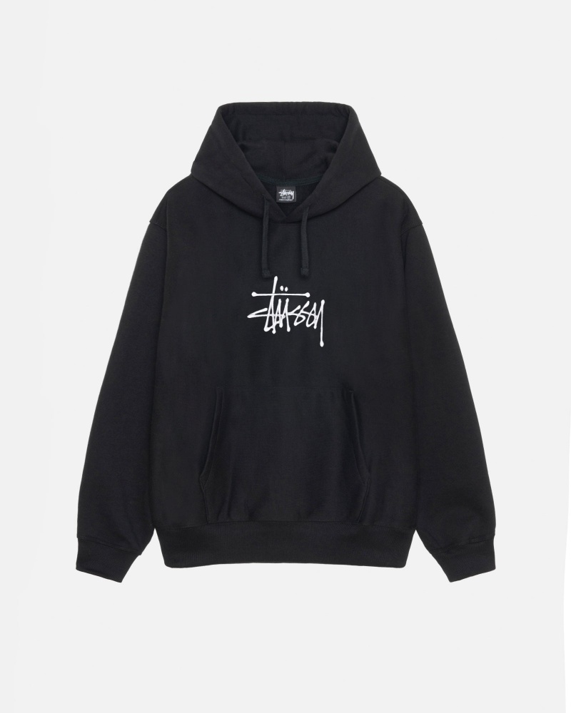 Stüssy Basic Applique Hoodie Long Sleeve Sweatshirt Unisex Zwart | DO79-J4-GM