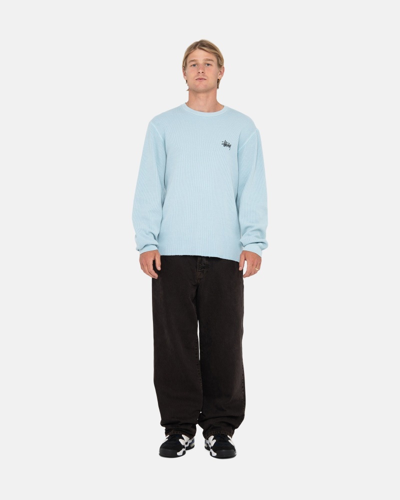 Stüssy Basic Stock Ls Thermal Long Sleeve Knit Heren Lichtblauw | TZ46-J9-PI