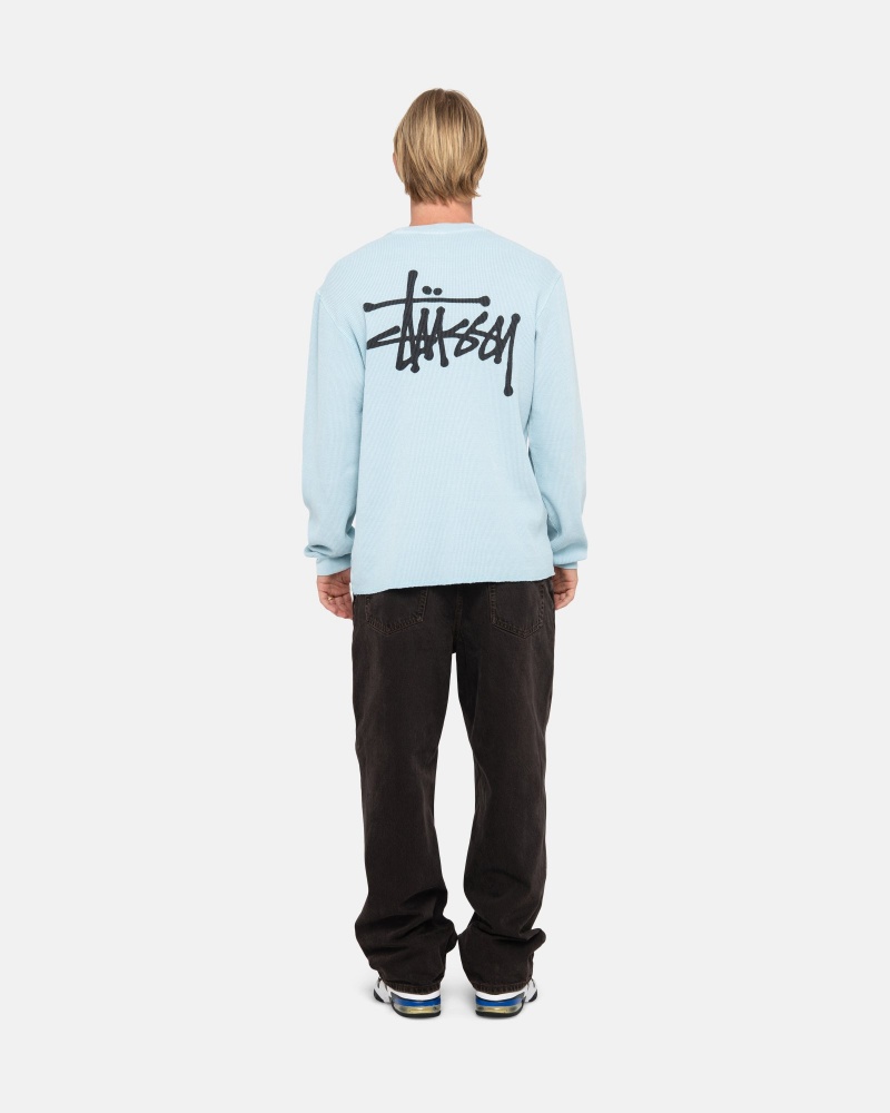 Stüssy Basic Stock Ls Thermal Long Sleeve Knit Heren Lichtblauw | TZ46-J9-PI