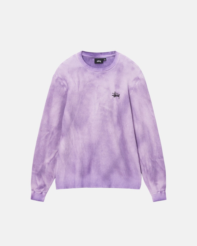 Stüssy Basic Stock Ls Thermal Long Sleeve Knit Unisex Lavendel | YI56-M4-CM