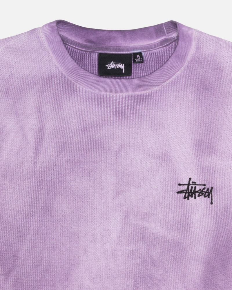 Stüssy Basic Stock Ls Thermal Long Sleeve Knit Unisex Lavendel | YI56-M4-CM