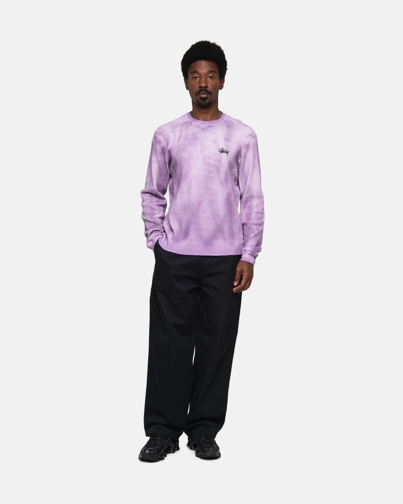 Stüssy Basic Stock Ls Thermal Long Sleeve Knit Unisex Lavendel | YI56-M4-CM