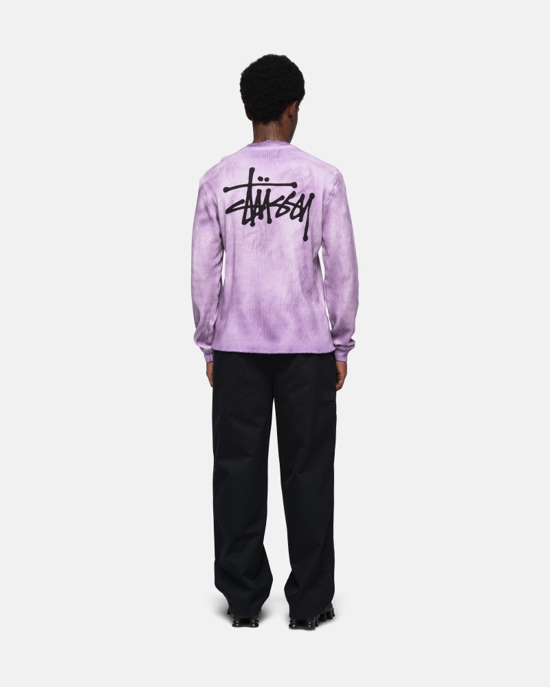 Stüssy Basic Stock Ls Thermal Long Sleeve Knit Unisex Lavendel | YI56-M4-CM